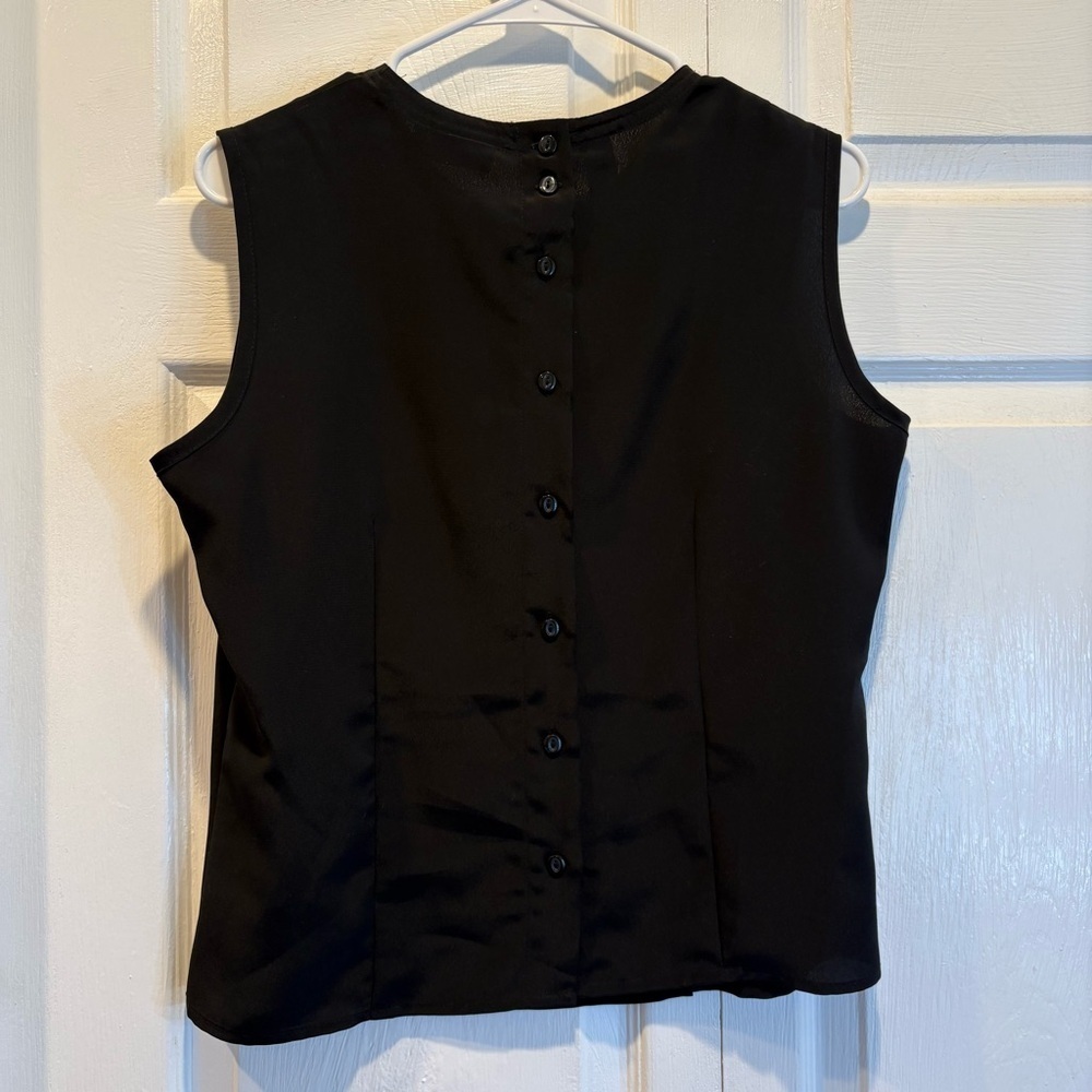 Vintage Karen Scott Black Button Up Back Tank Top - Size Medium - Picture 4 of 5